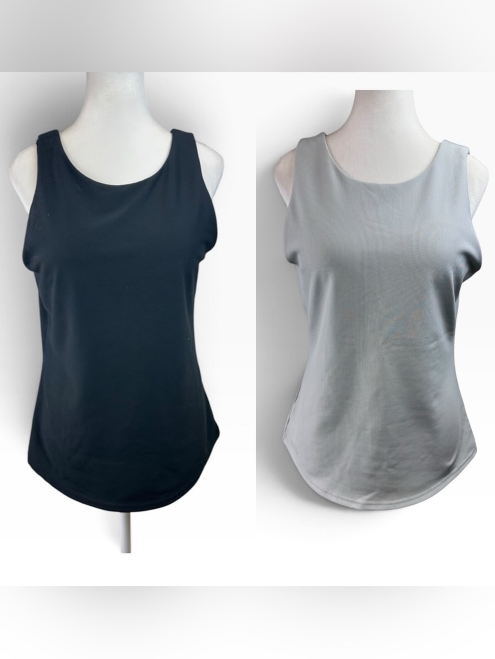 2 Pc 32 Degrees Athletic Tanks Built in Bra Size Medium Black Gray